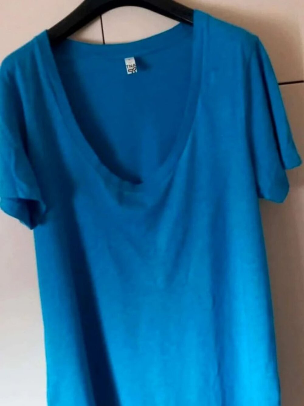 Blue Deep V-Neck T-Shirt L